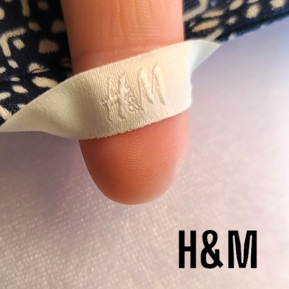 H&M Sleeveless Below Knee A-Line Dress Dark Blue Pattern Size Large - Picture 7 of 9